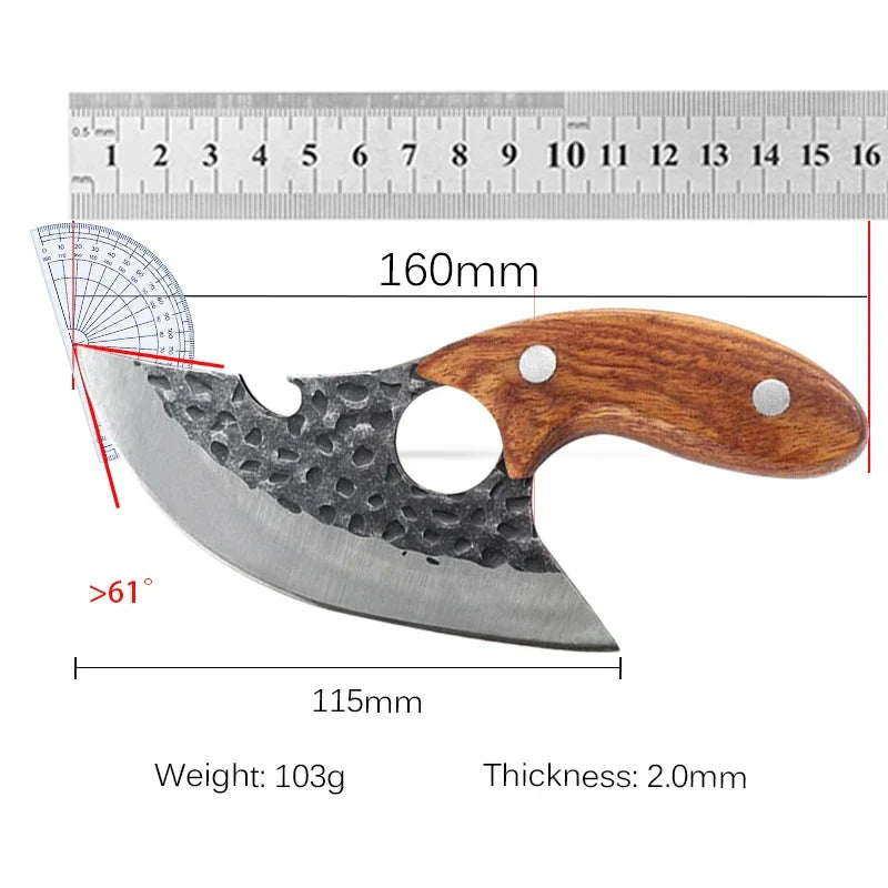 Cuchillo acero y madera - dimensiones