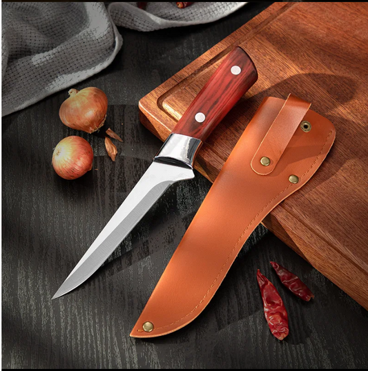 Cuchillo Parrillero SteelPro 15” – Acero Inoxidable Profesional con Funda de ecoCuero