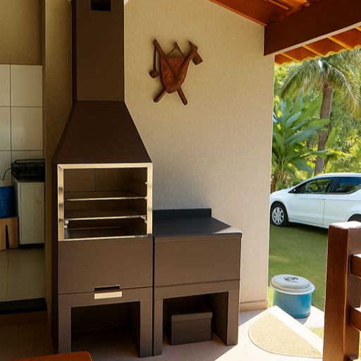 Asador para quincho Fortaleza mas mesa lateral de concreto pre formado