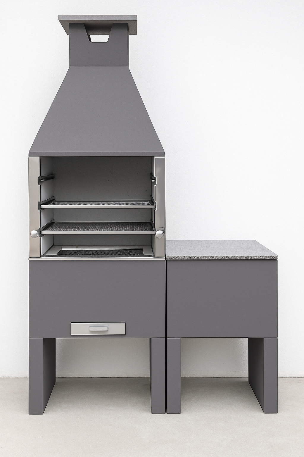 Asador para quincho Fortaleza mas mesa lateral de concreto pre formado