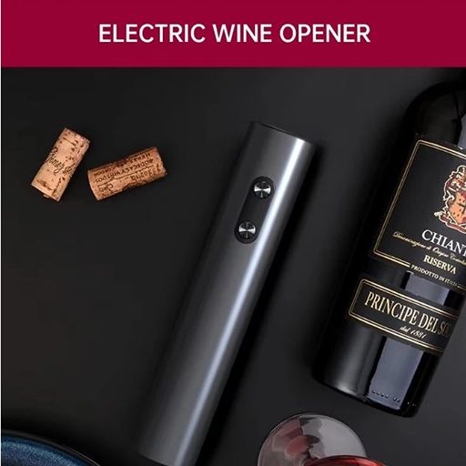 Abridor De Botellas De Vino Eléctrico Kit Completo Negro