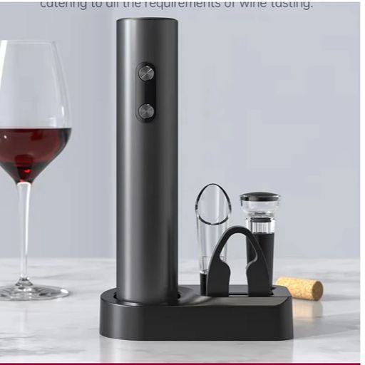 Abridor De Botellas De Vino Eléctrico Kit Completo Negro