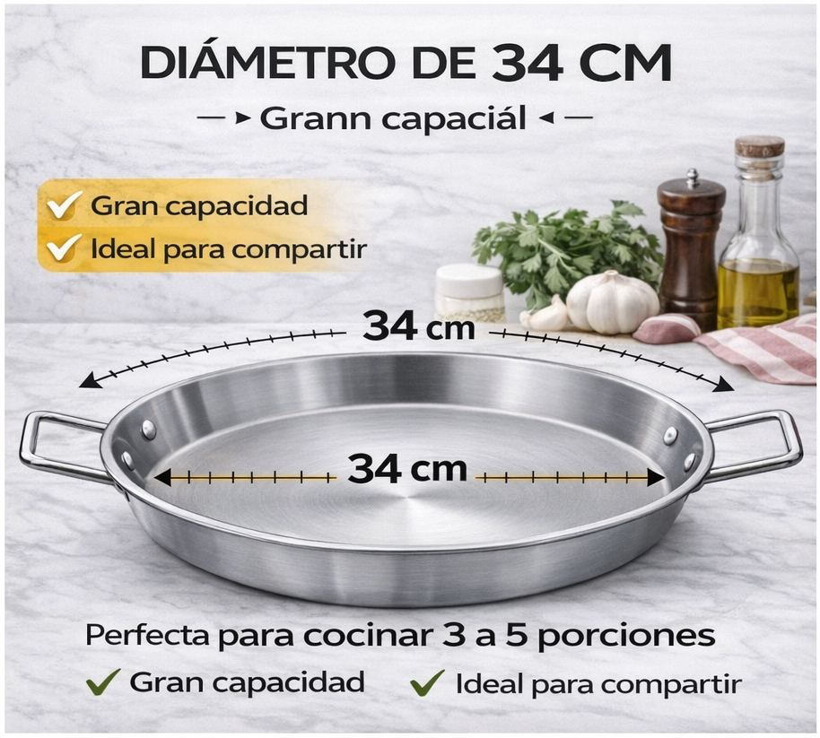 Paellera CG profesional 34 cm - capacidad