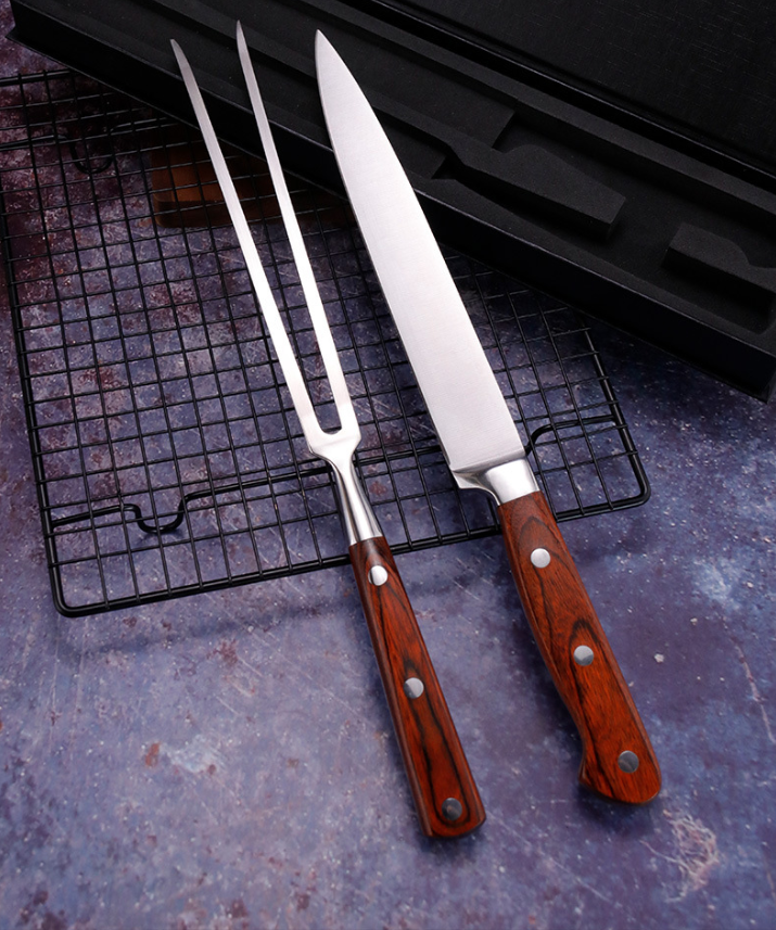 Set parrillero profesional cuchillo y trinchante premium
