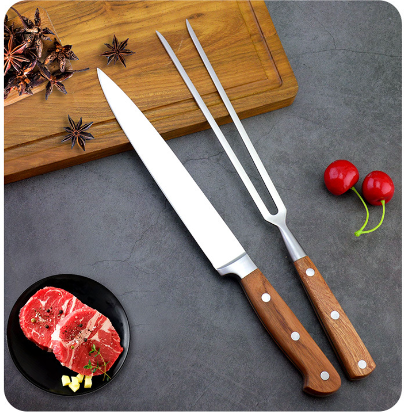 Set parrillero profesional cuchillo y trinchante de lujo