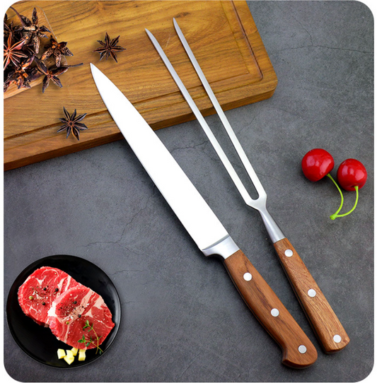 Set parrillero profesional cuchillo y trinchante de lujo