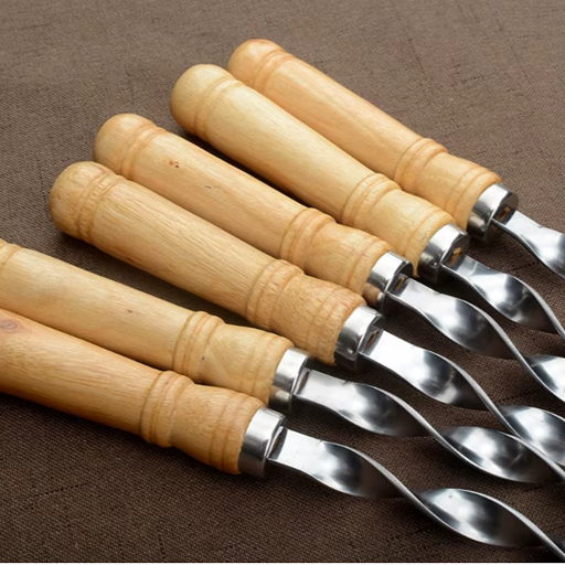 Brochetas acero inoxidable - mangos de madera