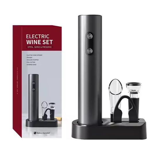 Abridor De Botellas De Vino Eléctrico Kit Completo Negro