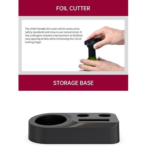 Abridor De Botellas De Vino Eléctrico Kit Completo Negro