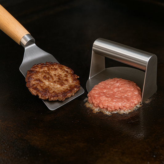 Combo Ideal Prensa Para Smash Burguer + Espatula Inox Gris